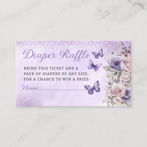 Cute Floral Butterfly Diaper Raffle Baby Shower  Enclosure Card