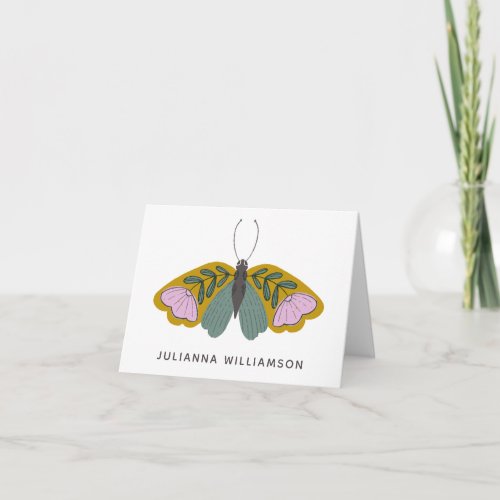 Cute Floral Butterfly Illustration Personalized Note Card