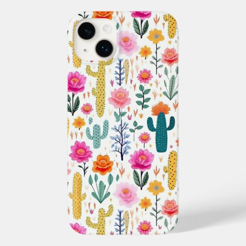 Cute Floral Cactus Pattern Case_Mate iPhone 14 Plus Case