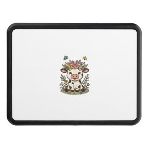 Cute Floral Calf Vintage Engraving Vector Design_1 Hitch Cover