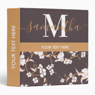 Cute Floral Calligraphy 3 Ring Binder