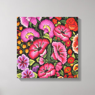 Cute floral canvas.Flowers, Mexican style Canvas Print