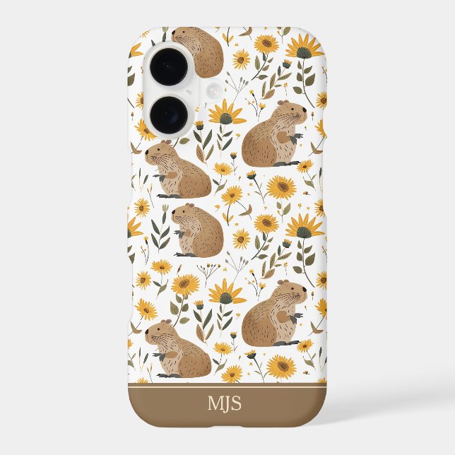 Cute Floral Capybara Case-Mate iPhone Case (Back)