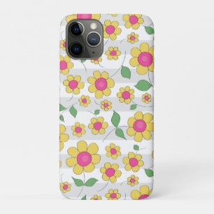 Cute floral cartoon design yellow daisy doodles iPhone 11 pro case