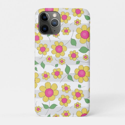 Cute floral cartoon design yellow daisy doodles  iPhone 11 pro case