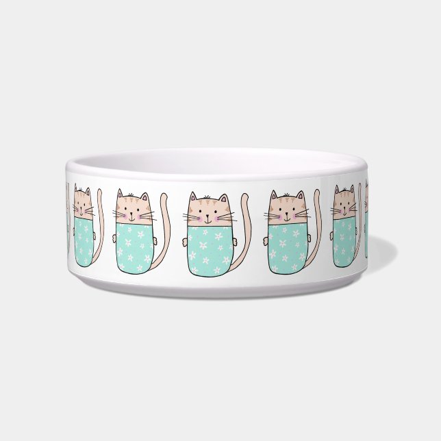 Cute Floral Cat Bowl (Front)