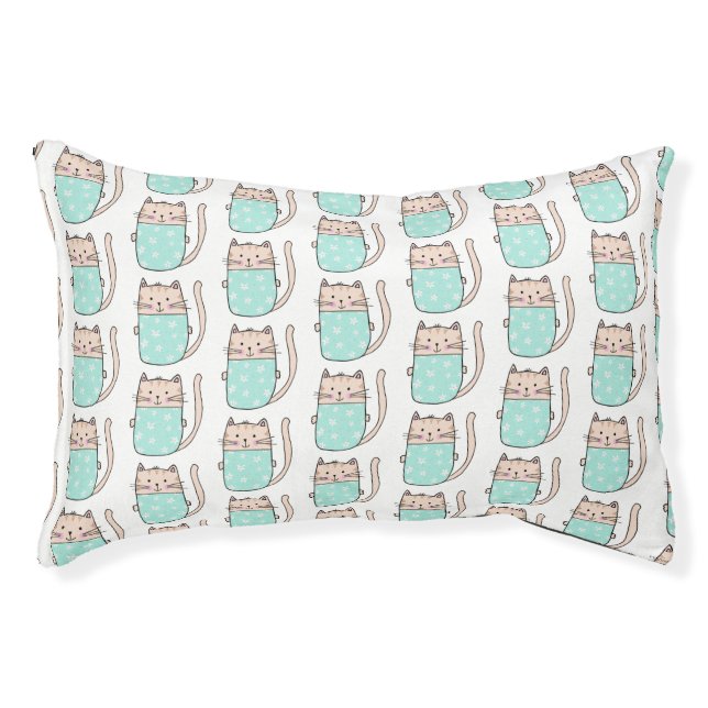 Cute Floral Cat Pattern Pet Bed (Front)