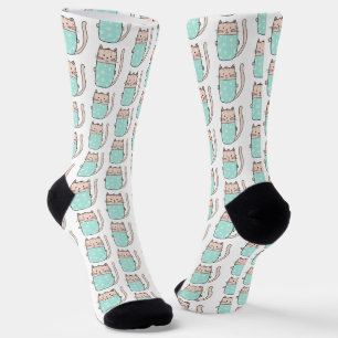 Cute Floral Cat Pattern Socks