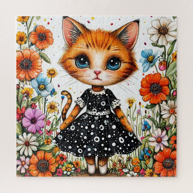 🐱🌸 Cute Floral Cat Puzzle Gift ✨ (Vertical)