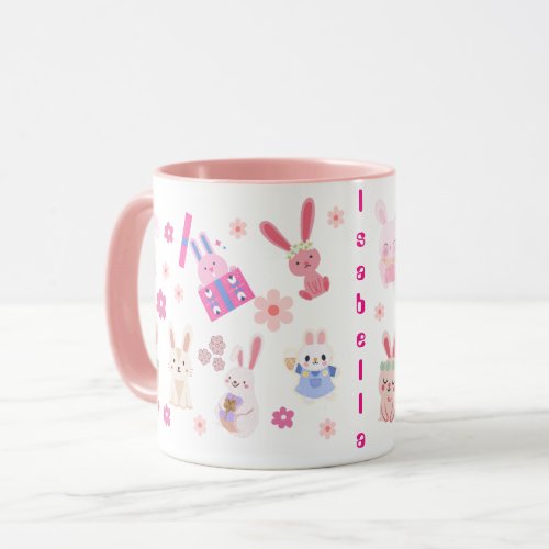 Cute Floral Chinese New Year of the Rabbit Name Mug