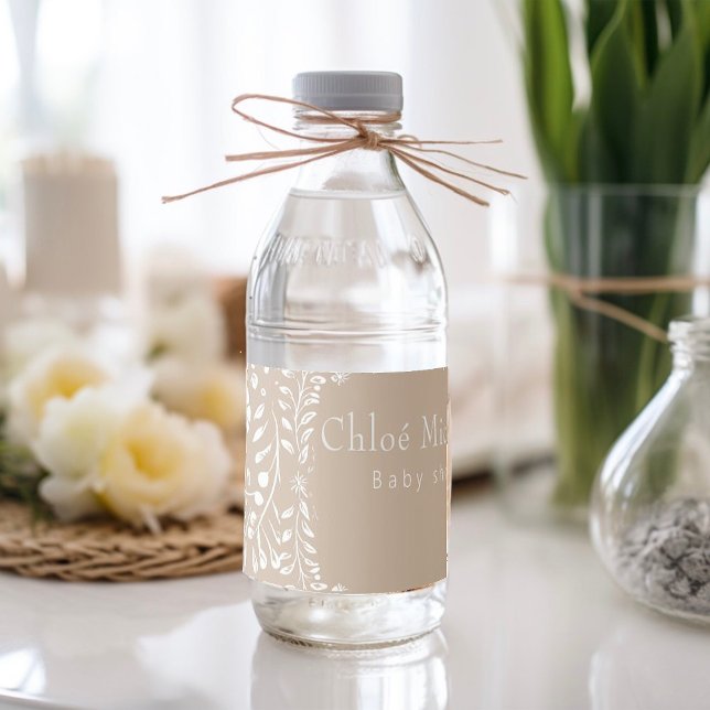 cute floral  cielto lindo  baby shower  water bottle label (Creator Uploaded)
