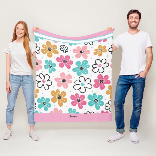 Cute floral Colorful Fleece Blanket (In Situ)