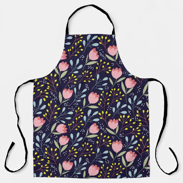 Cute Floral: Colorful Flowers Pattern. Apron (Front)