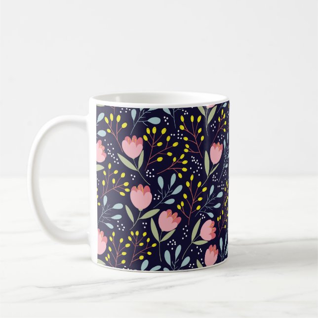 Cute Floral: Colorful Flowers Pattern. Coffee Mug (Left)