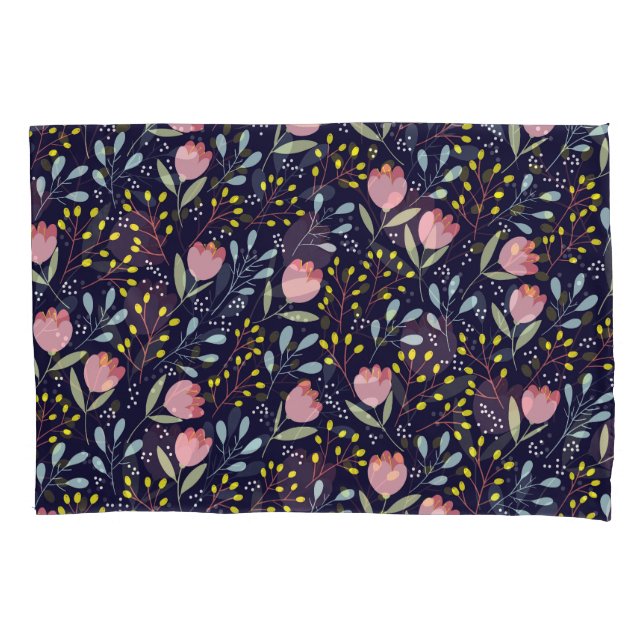 Cute Floral: Colorful Flowers Pattern. Pillow Case (Front)