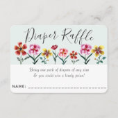 Cute Floral Couple's Baby Shower Diaper Raffle Enclosure Card (Front)