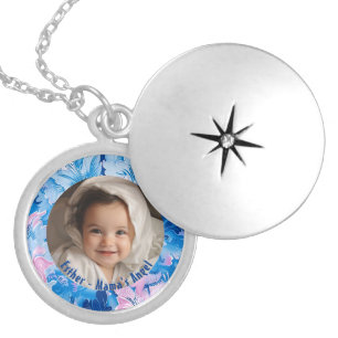 Cute Floral Custom Daughter Photo Portrait Locket Necklace
