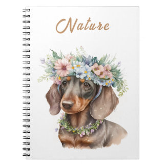 Cute Floral Dachshund Dog Spiral Photo Notebook