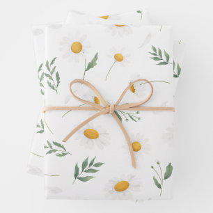 Cute floral daisies modern wrapping paper sheets