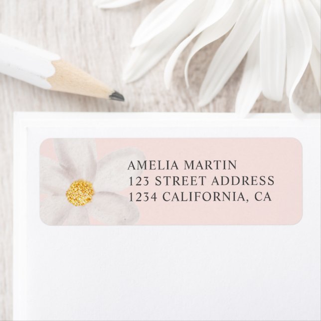 Cute floral daisy gold watercolor baby shower label (Insitu)