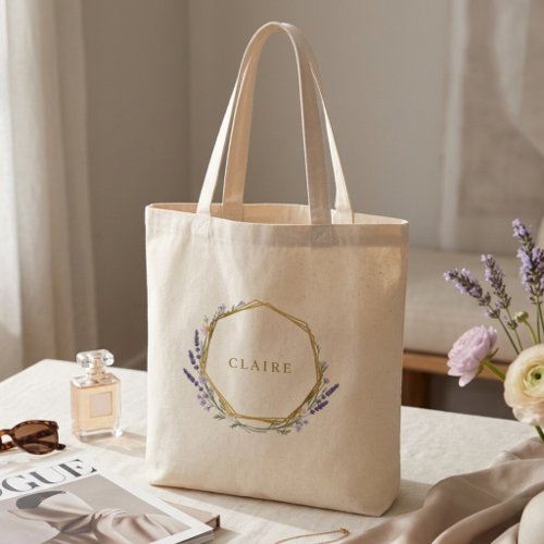 Cute Floral Daisy Monogram Tote Bag