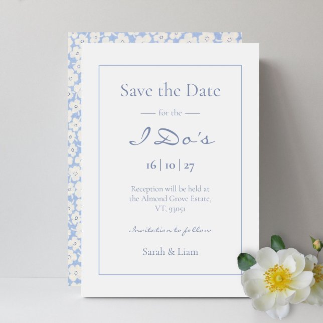 Cute Floral Daisy Pattern Wedding Save The Date  (Creator Uploaded)