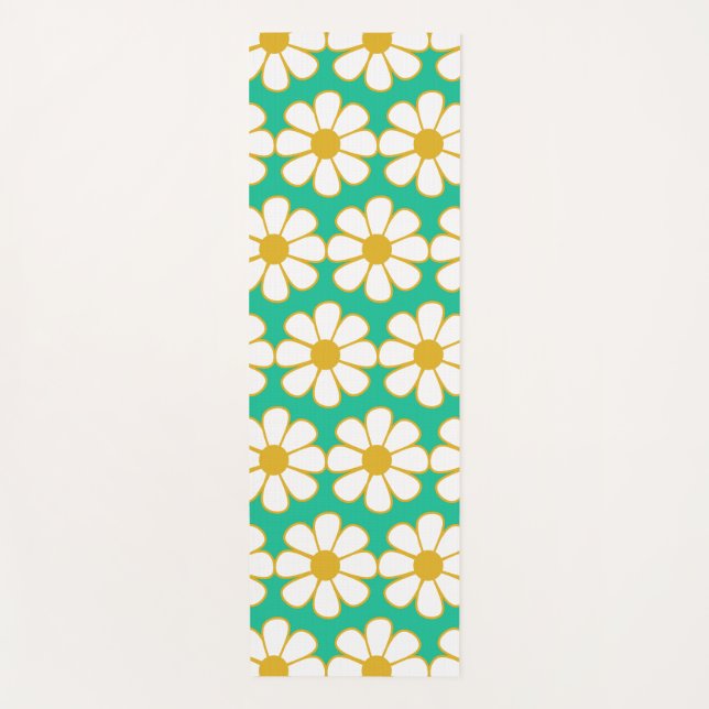 Cute Floral Daisy Pattern Yoga Mat (Front)