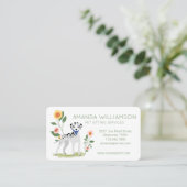 Cute Floral Dalmatian Dog Pet Care Services Business Card (Standing Front)
