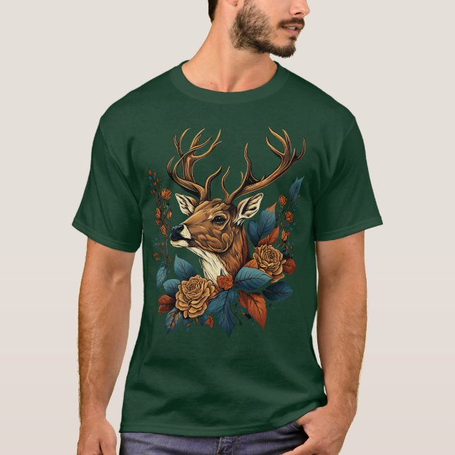 Cute Floral Deer T-Shirt (Front)