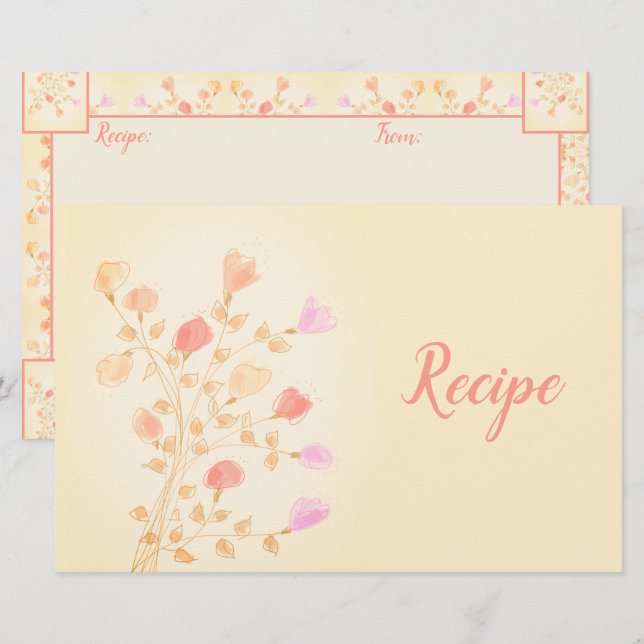 Cute Floral Designer Recipe Stationery (Front/Back)