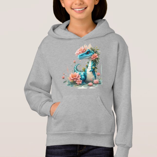 Cute Floral dinosaur Hoodie (Front)