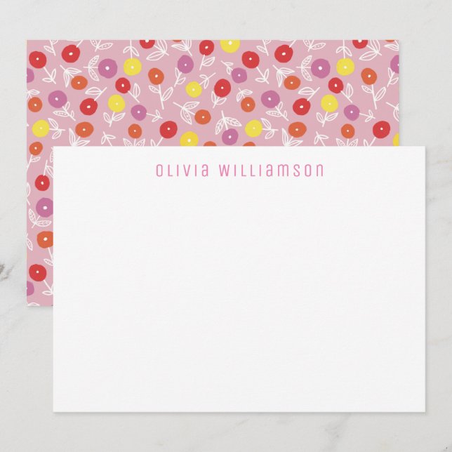 Cute Floral Ditsy Kids Notecard (Front/Back)