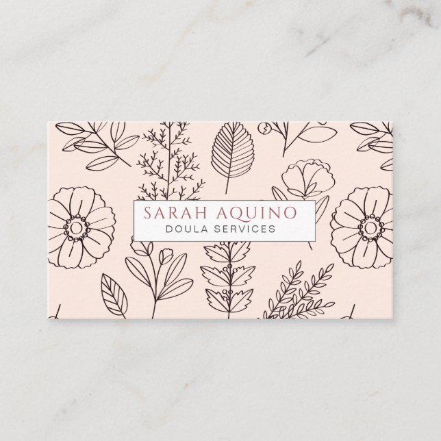 Cute Floral Doula Pink Birth Services Business Card (Front)