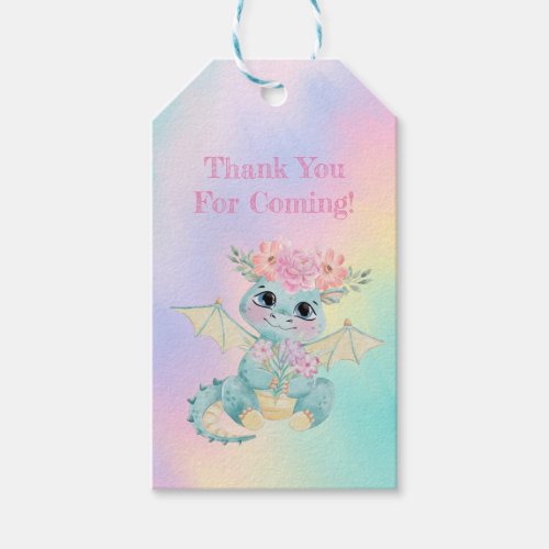 Cute Floral Dragon BirthdayBaby Shower Thank You Gift Tags