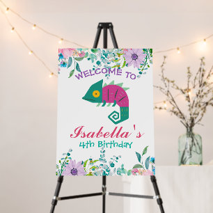 Cute Floral dragon jungle Animals Birthday welcome Foam Board