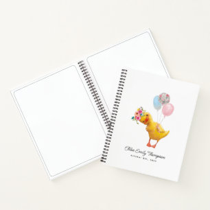 Cute Floral Duckling Birthday Keepsake Note Book