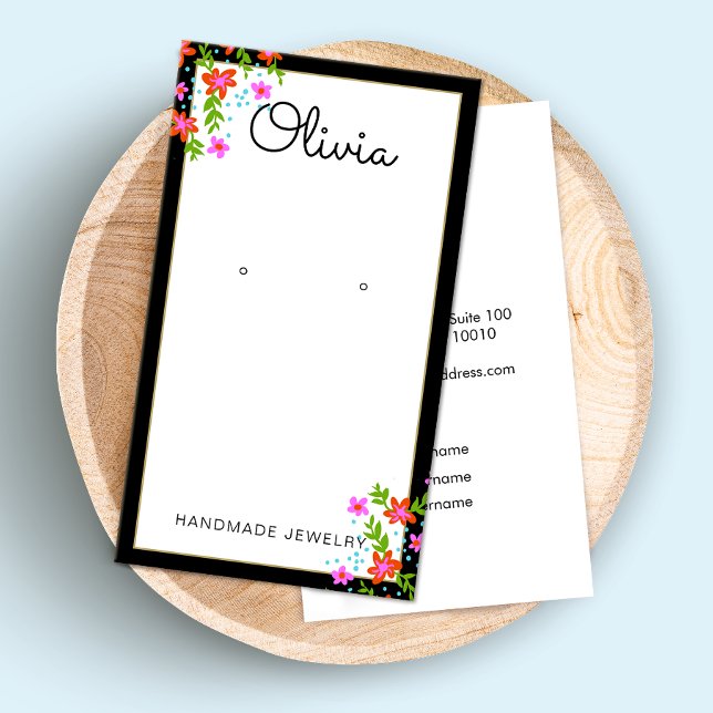 Cute Floral Earring Display Business Card (Creator Uploaded)