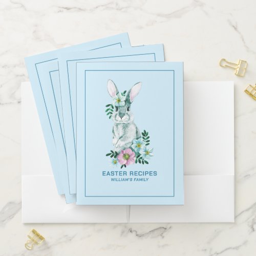 Cute Floral Easter Bunny Illustration Mini Binder Pocket Folder