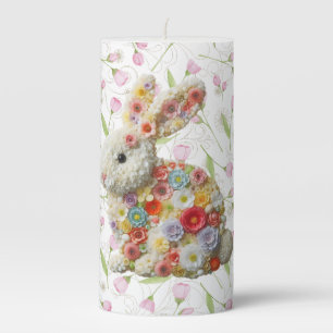 Cute, floral Easter bunny Pillar Candle