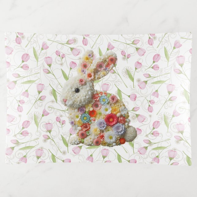 Cute,  floral Easter bunny Trinket Tray (Front)