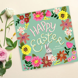 Cute floral Easter Holiday Card