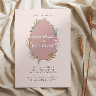 Cute Floral Egg Easter Brunch Egg Hunt Invitation