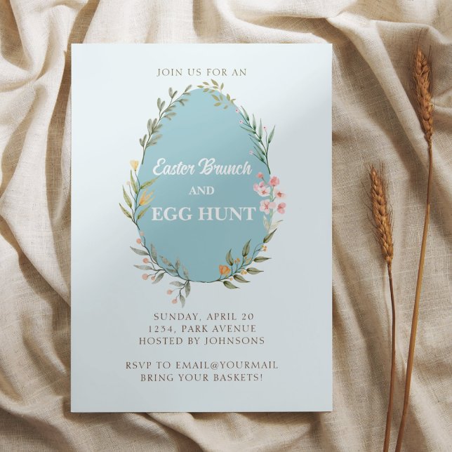 Cute Floral Egg Easter Brunch Egg Hunt Invitation (Creator Uploaded)