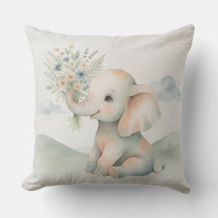 Cute Floral Elephant Cushion for Baby Room