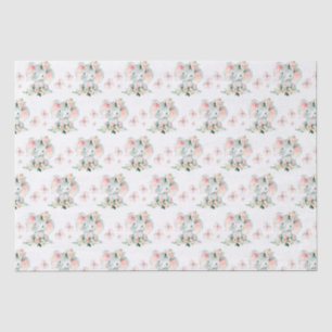 Cute Floral Elephant Frame Baby Shower Tissue Paper