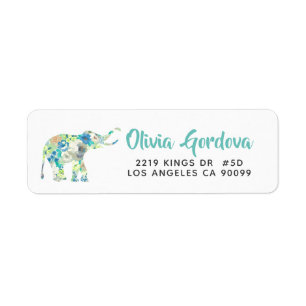 Cute Floral Elephant Modern Typography Template Label