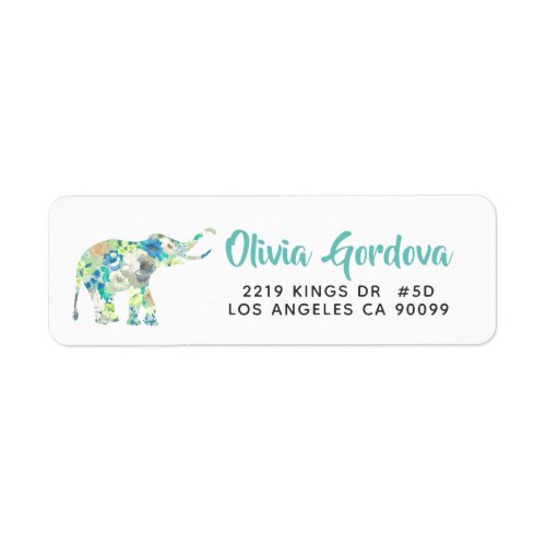 Cute Floral Elephant Modern Typography Template Label
