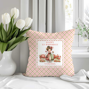 Cute Floral Fairy 8th Birthday Throw Pillow