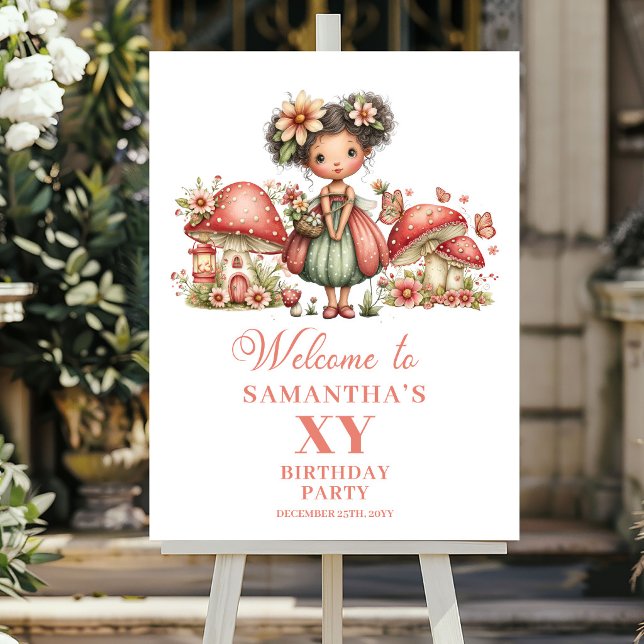 Cute Floral Fairy 8th Birthday Welcome Poster (Cute Floral Fairy 8th Birthday Welcome Poster)
