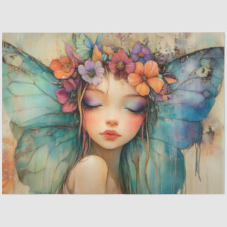 CUTE FLORAL FAIRY GIRL DECOUPAGE TISSUE PAPER